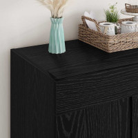 Produktbild för Sideboard Svart Ek 69,5 x 34 x 90 cm Konstruerat trä