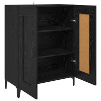Produktbild för Sideboard Svart Ek 69,5 x 34 x 90 cm Konstruerat trä