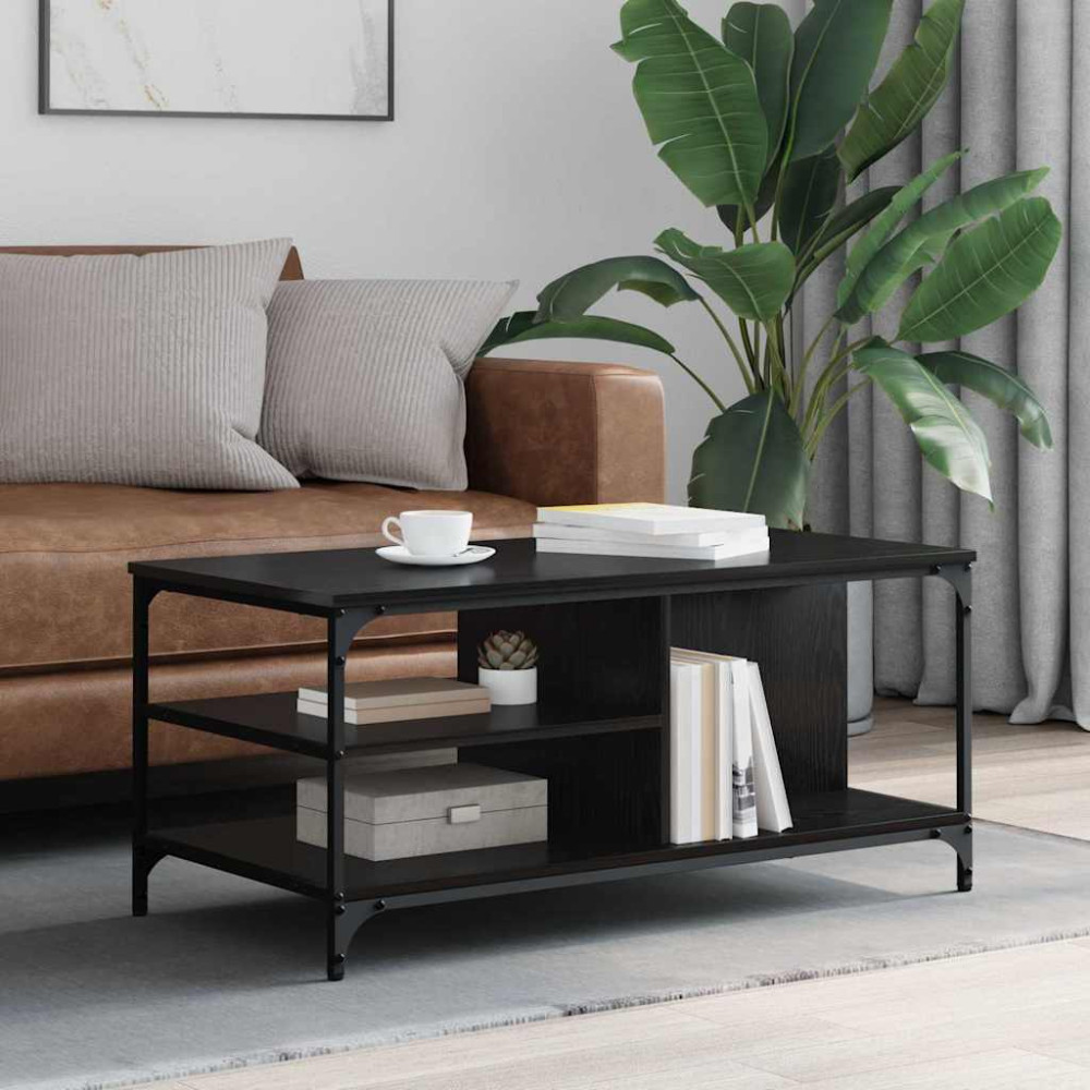 Produktbild för Kaffeebord Svart Ek 100 x 50 x 45 cm Konstruerat trä