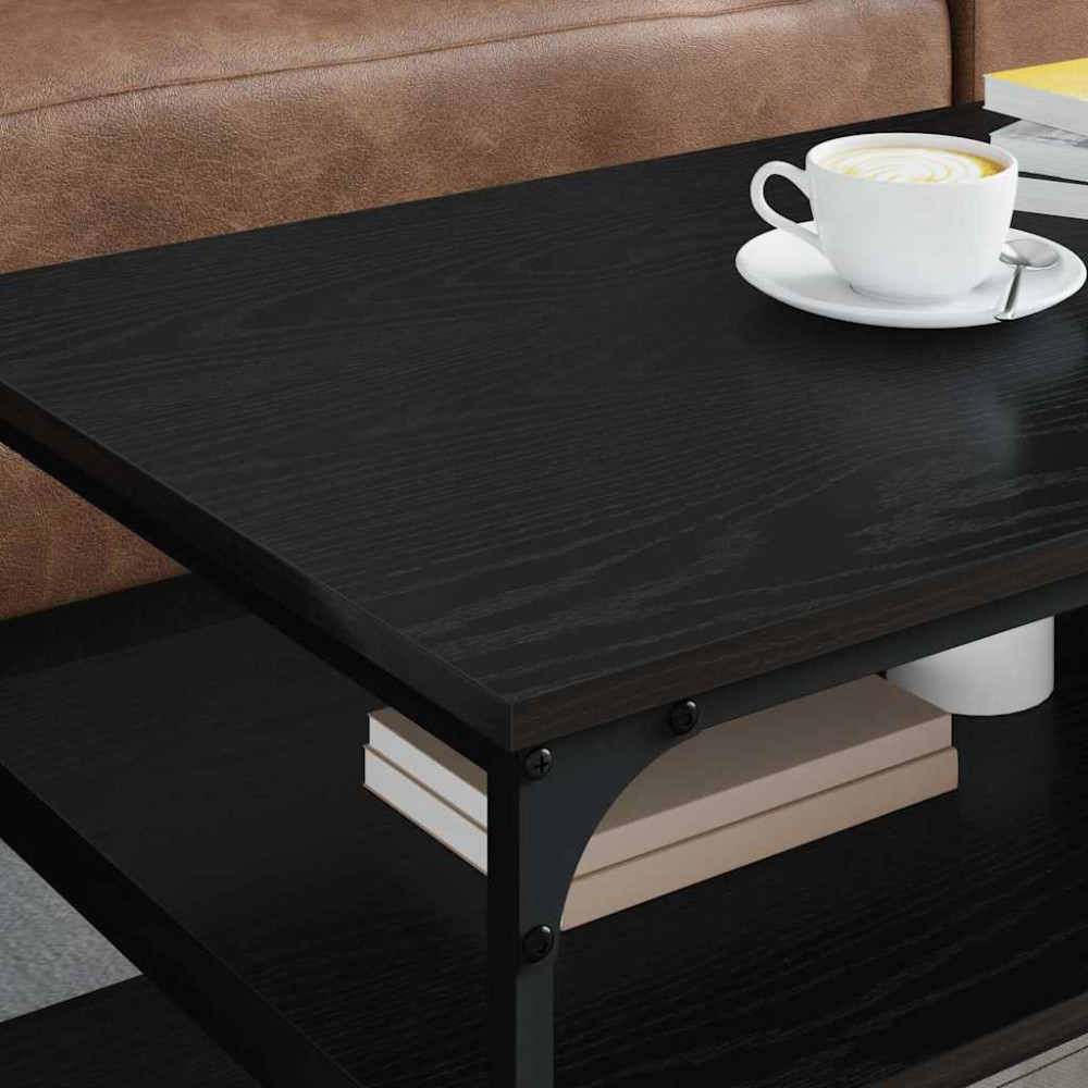 Produktbild för Kaffeebord Svart Ek 100 x 50 x 45 cm Konstruerat trä