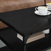 Produktbild för Kaffeebord Svart Ek 100 x 50 x 45 cm Konstruerat trä