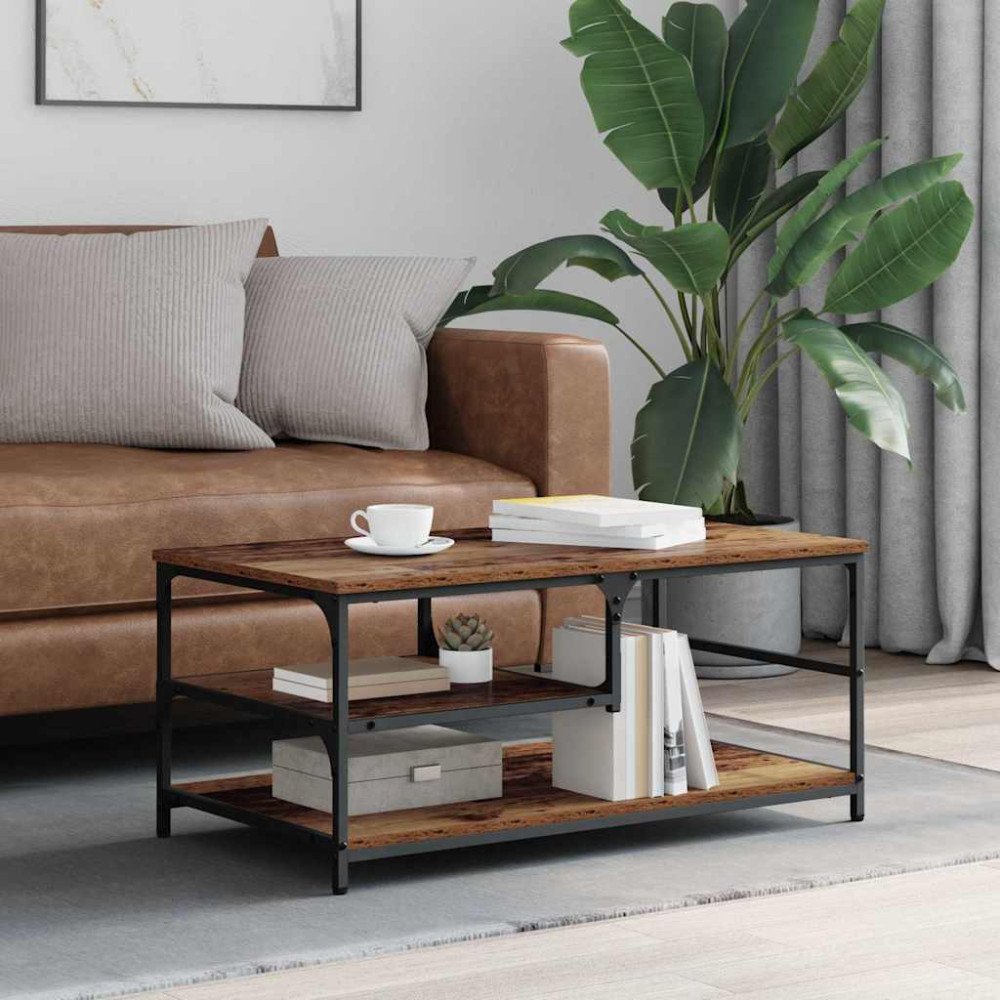 Produktbild för Kaffeebord Gammalt trä 90 x 49 x 40 cm Konstruerat trä