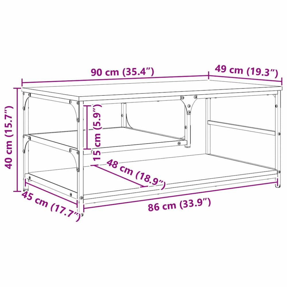 Produktbild för Kaffeebord Gammalt trä 90 x 49 x 40 cm Konstruerat trä