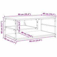 Produktbild för Kaffeebord Gammalt trä 90 x 49 x 40 cm Konstruerat trä