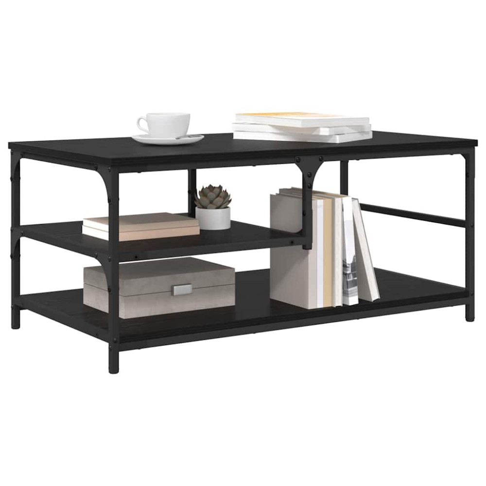 Produktbild för Kaffeebord Svart Ek 90 x 49 x 40 cm Konstruerat trä