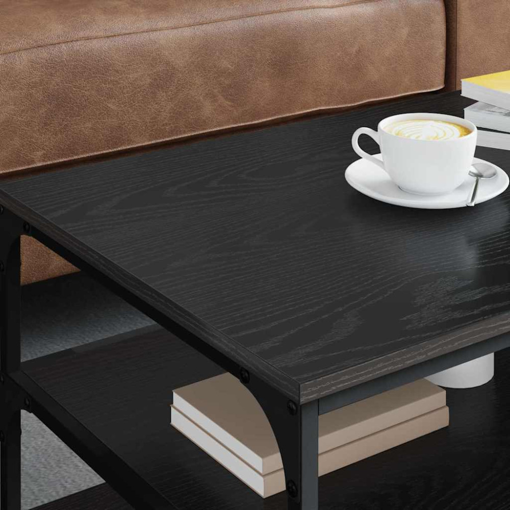 Produktbild för Kaffeebord Svart Ek 90 x 49 x 40 cm Konstruerat trä
