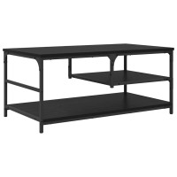 Produktbild för Kaffeebord Svart Ek 90 x 49 x 40 cm Konstruerat trä