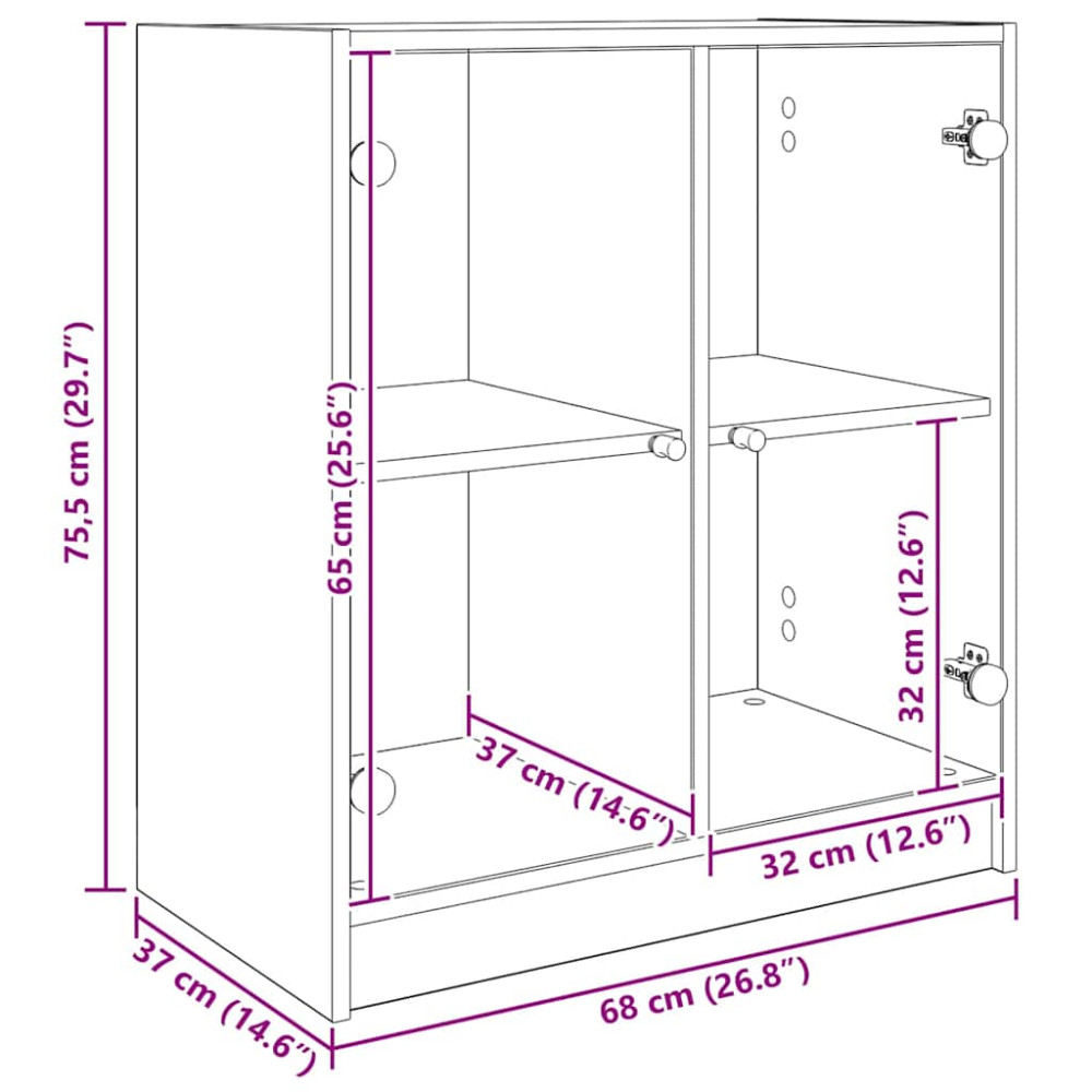 Produktbild för Sidokabinett Gammalt trä 68 x 37 x 75,5 cm Konstruerat trä