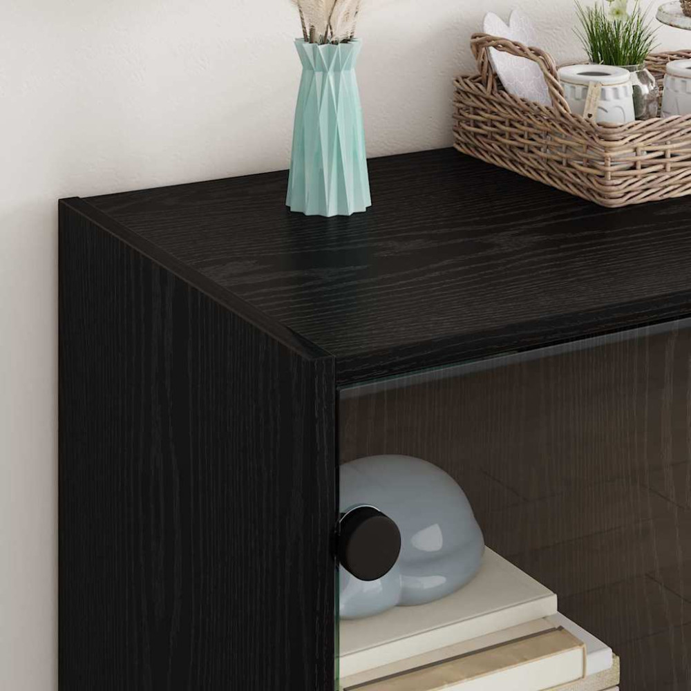 Produktbild för Sidokabinett Svart Ek 68 x 37 x 75,5 cm Konstruerat trä