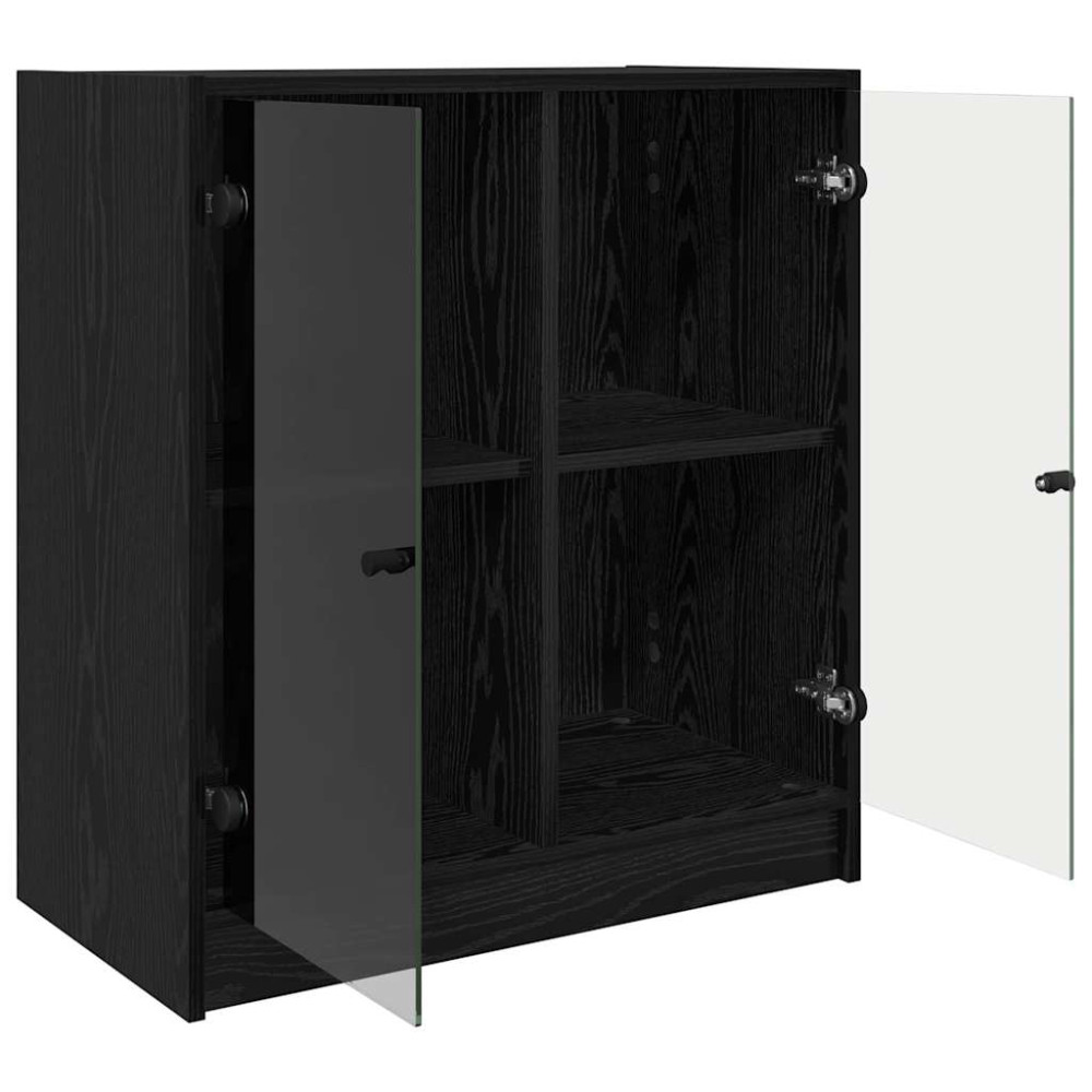 Produktbild för Sidokabinett Svart Ek 68 x 37 x 75,5 cm Konstruerat trä