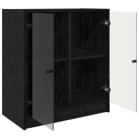 Produktbild för Sidokabinett Svart Ek 68 x 37 x 75,5 cm Konstruerat trä