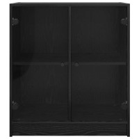 Produktbild för Sidokabinett Svart Ek 68 x 37 x 75,5 cm Konstruerat trä