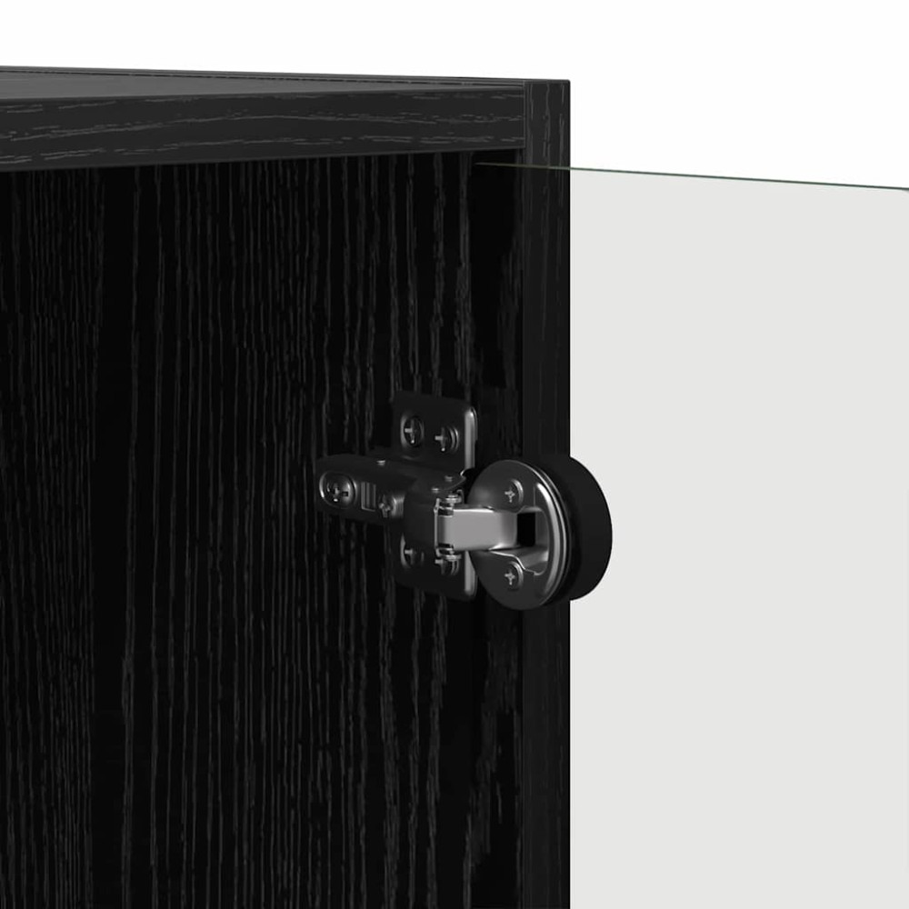 Produktbild för Sidokabinett Svart Ek 68 x 37 x 75,5 cm Konstruerat trä