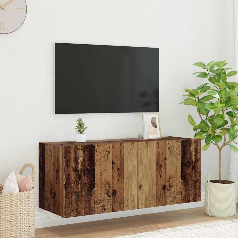 Produktbild för TV Vägghylla Gammalt trä 100 x 35 x 41 cm Konstruerat trä
