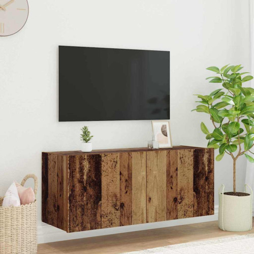 vidaXL TV Vägghylla Gammalt trä 100 x 35 x 41 cm Konstruerat trä
