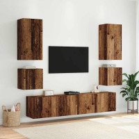 Produktbild för TV Vägghylla Gammalt trä 100 x 35 x 41 cm Konstruerat trä