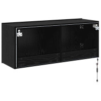 Produktbild för TV Vägghylla med LED Svart Ek 100 x 35 x 41 cm Konstruerat trä