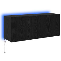 Produktbild för TV Vägghylla med LED Svart Ek 100 x 35 x 41 cm Konstruerat trä