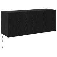 Produktbild för TV Vägghylla med LED Svart Ek 100 x 35 x 41 cm Konstruerat trä