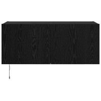 Produktbild för TV Vägghylla med LED Svart Ek 100 x 35 x 41 cm Konstruerat trä