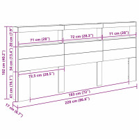 Produktbild för Huvudgavel med hylla Svart Ek 220 x 17 x 102 cm Konstruerat trä