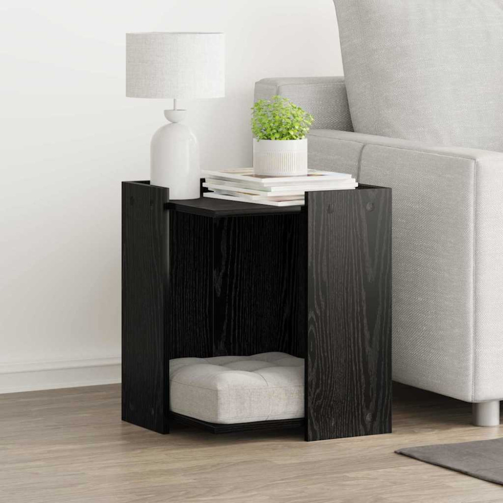 Produktbild för Kattlåda Inhägnad Svart Ek 42 x 42 x 51 cm Konstruerat trä