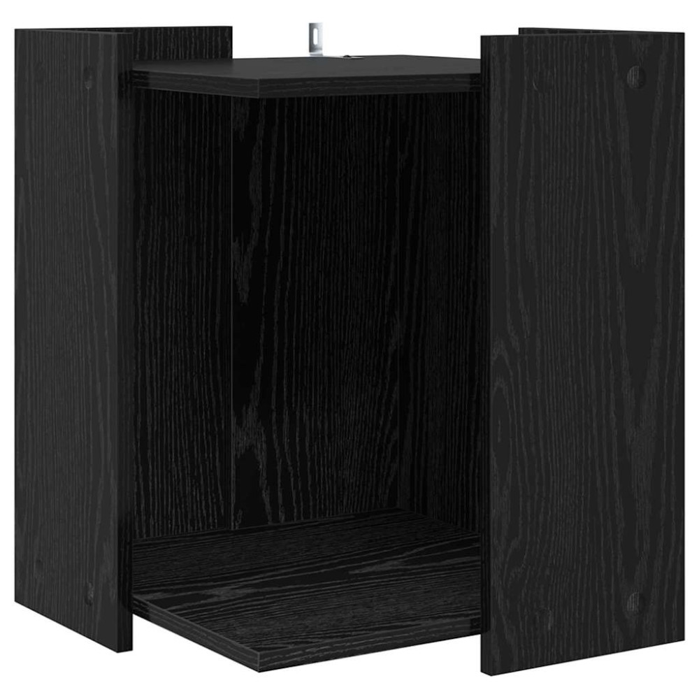 Produktbild för Kattlåda Inhägnad Svart Ek 42 x 42 x 51 cm Konstruerat trä