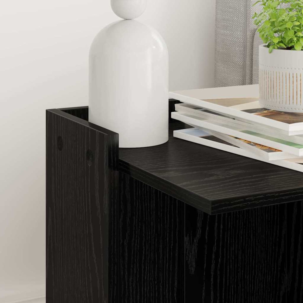 Produktbild för Kattlåda Inhägnad Svart Ek 42 x 42 x 51 cm Konstruerat trä