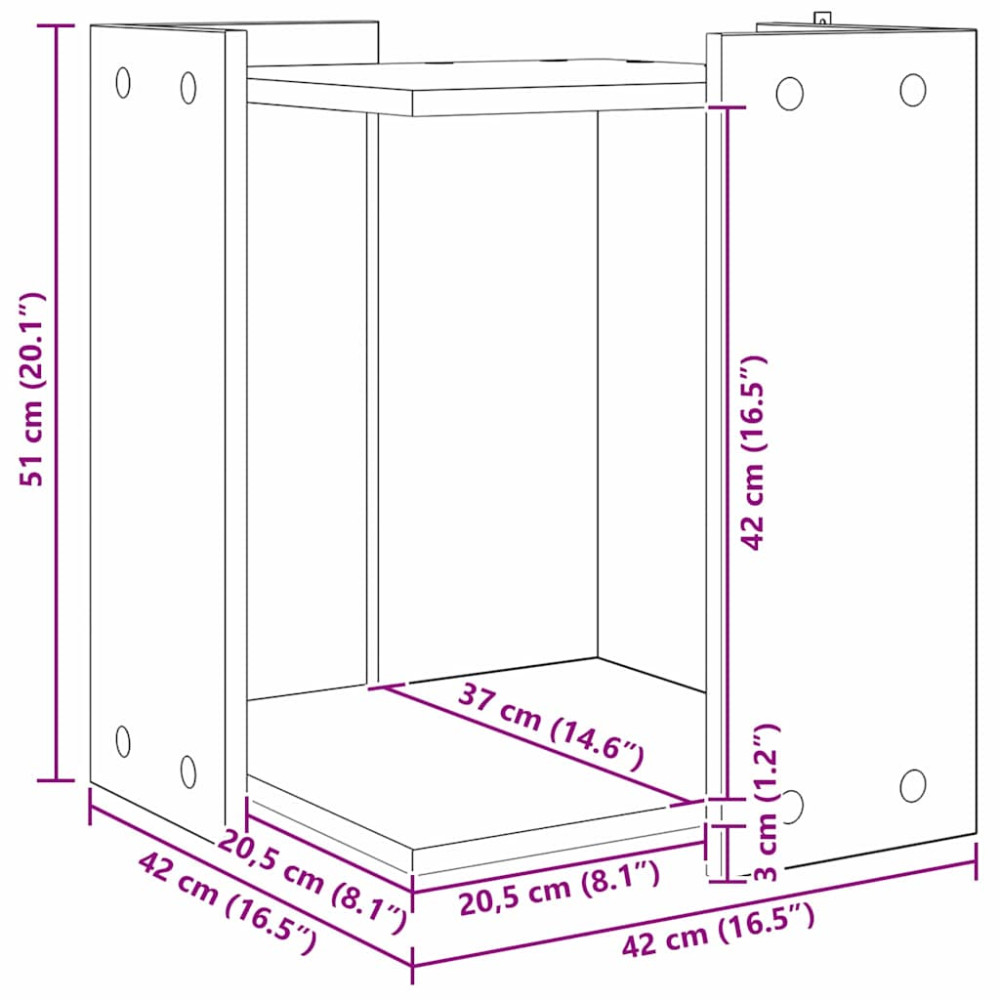 Produktbild för Kattlåda Inhägnad Svart Ek 42 x 42 x 51 cm Konstruerat trä