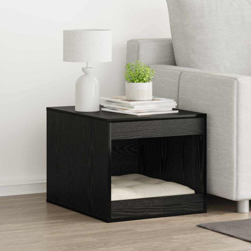 vidaXL Kattlåda Inhägnad Svart Ek 47 x 59 x 42 cm Konstruerat trä