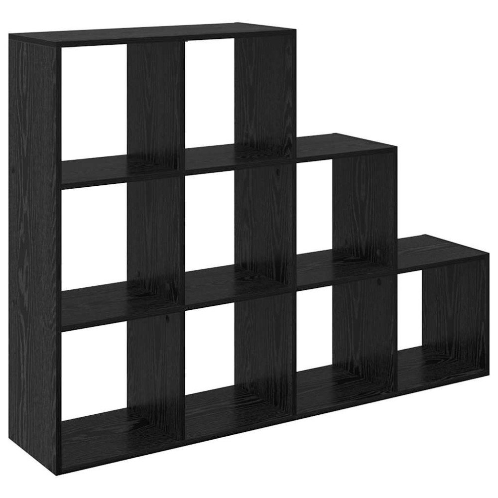 Produktbild för Rumsavdelare Bokhylla Svart Ek 137,5 x 29 x 103,5 cm