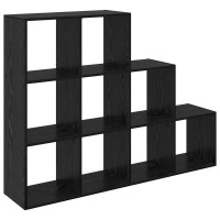 Produktbild för Rumsavdelare Bokhylla Svart Ek 137,5 x 29 x 103,5 cm