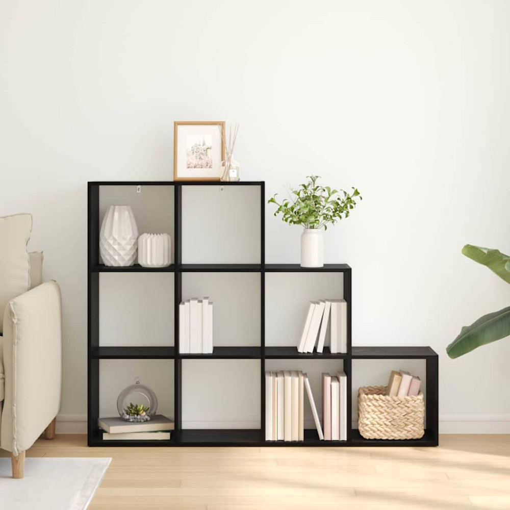 Produktbild för Rumsavdelare Bokhylla Svart Ek 137,5 x 29 x 103,5 cm