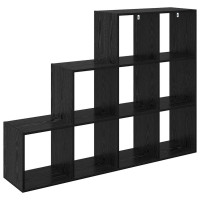 Produktbild för Rumsavdelare Bokhylla Svart Ek 137,5 x 29 x 103,5 cm