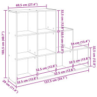 Produktbild för Rumsavdelare Bokhylla Svart Ek 137,5 x 29 x 103,5 cm