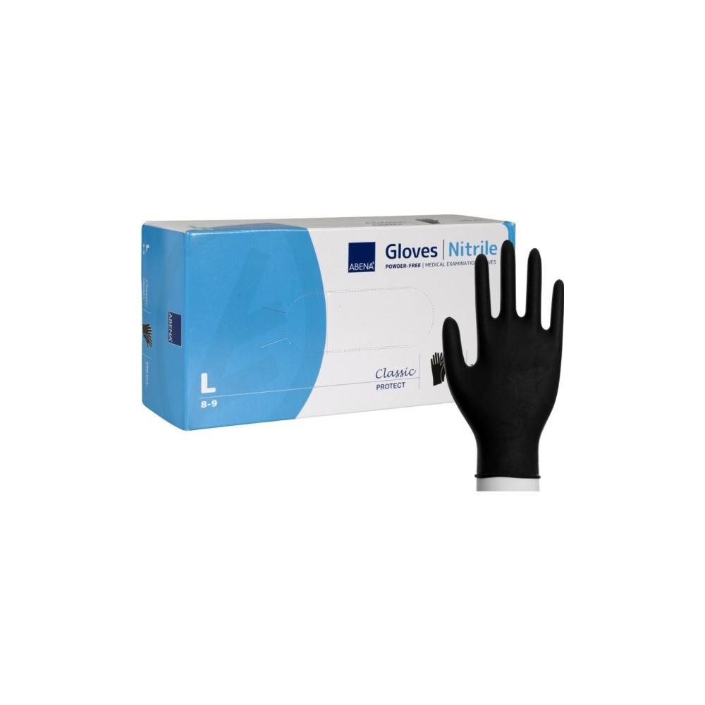 Produktbild för Abena HospiCare - handskar - storlek: 8-9 - large - nitrilgummi - svart (paket om 200)