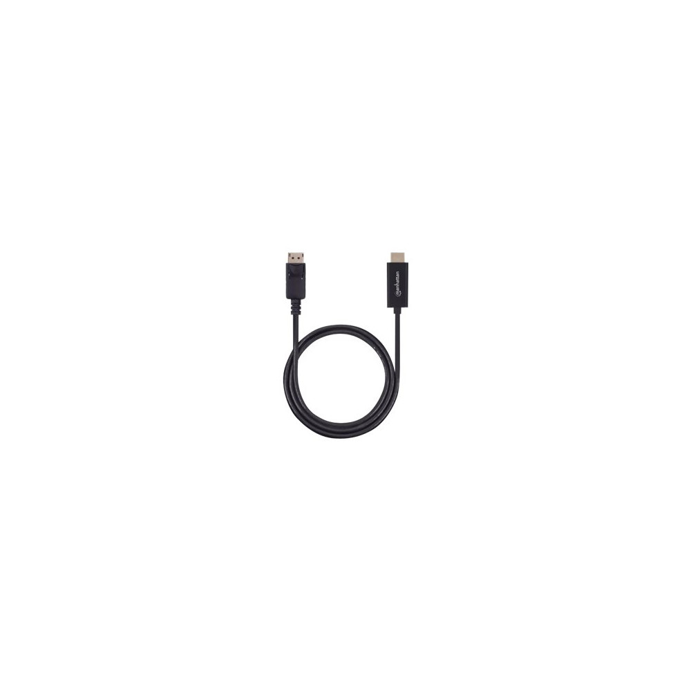 Produktbild för Manhattan DisplayPort 1.2 to HDMI Cable, 4K@60Hz, 1.8m, Male to Male, DP With Latch, Black, Not Bi-Directional, Three Year Warranty, Polybag - adapterkabel - DisplayPort / HDMI - 1.8 m