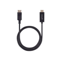 Produktbild för Manhattan DisplayPort 1.2 to HDMI Cable, 4K@60Hz, 1.8m, Male to Male, DP With Latch, Black, Not Bi-Directional, Three Year Warranty, Polybag - adapterkabel - DisplayPort / HDMI - 1.8 m