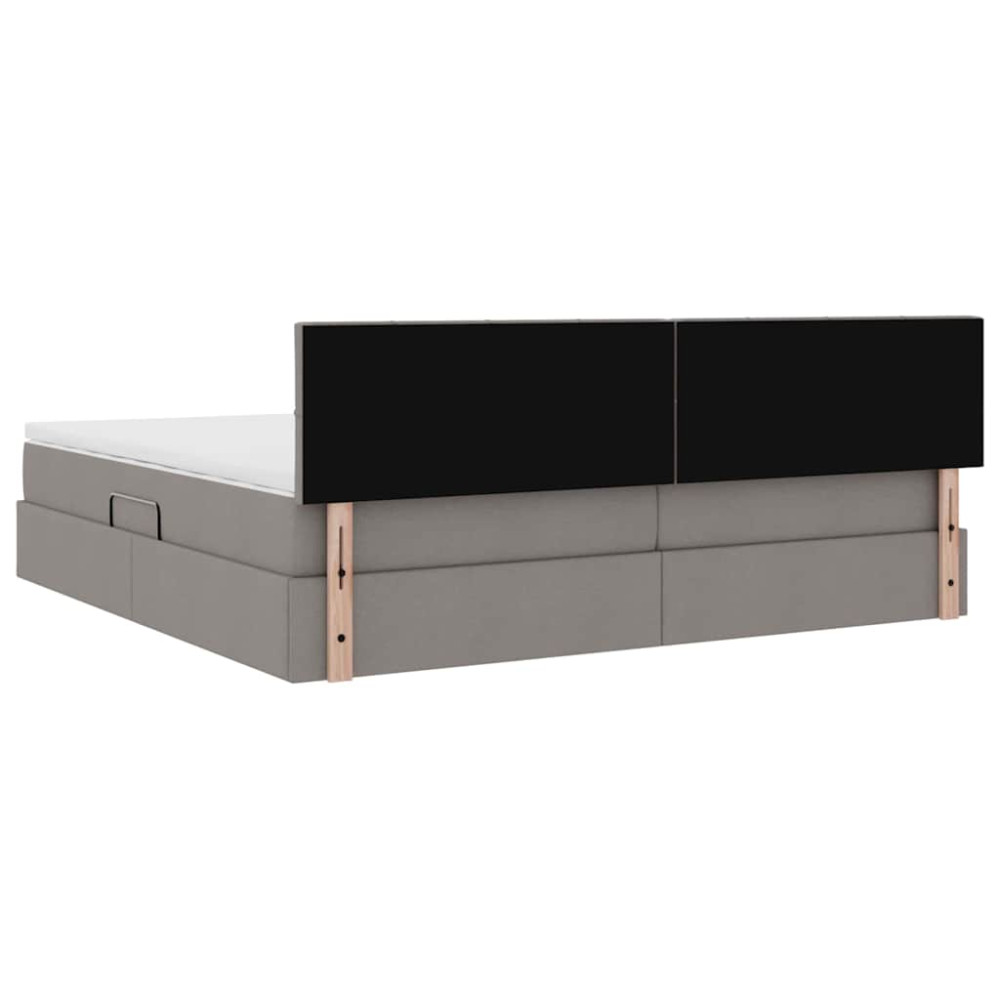 Produktbild för LED förvaringssäng med madrass Taupe 200 x 200 cm Tyg