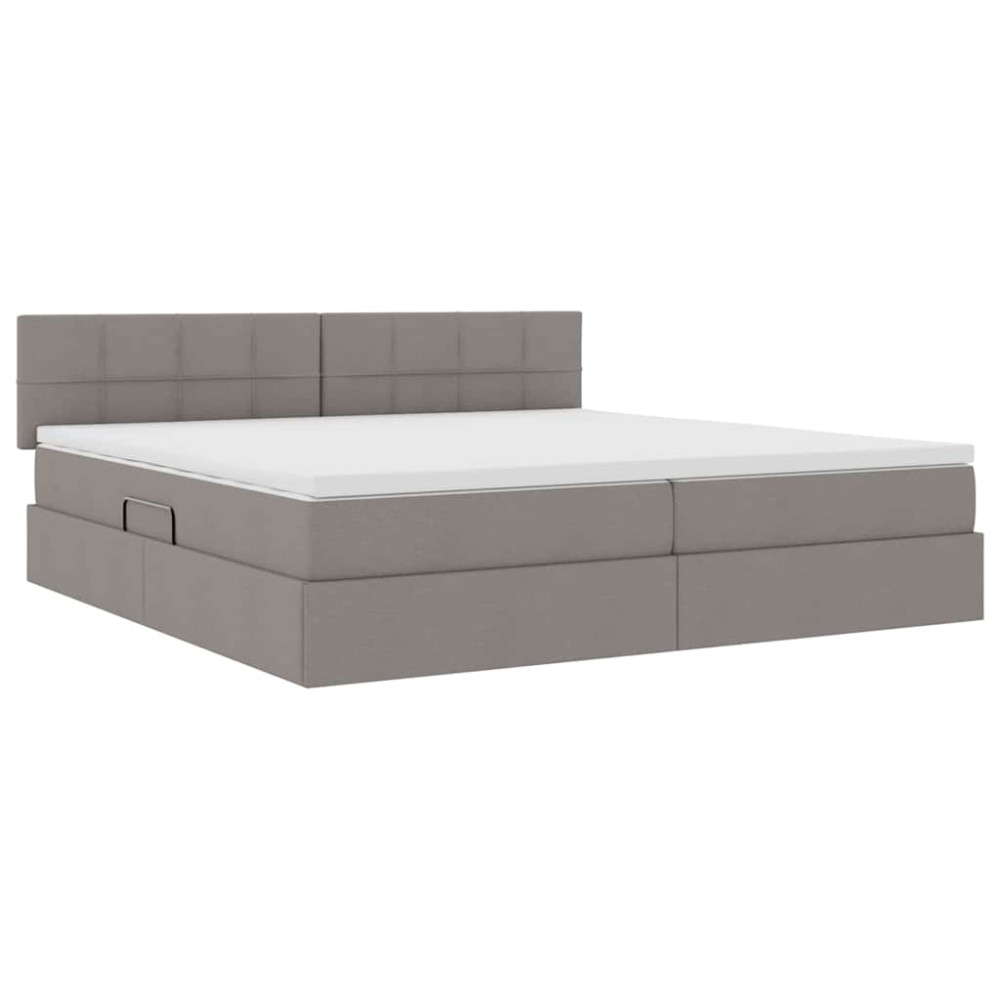 Produktbild för LED förvaringssäng med madrass Taupe 200 x 200 cm Tyg