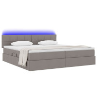 Produktbild för LED förvaringssäng med madrass Taupe 200 x 200 cm Tyg