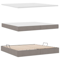 Produktbild för LED förvaringssäng med madrass Taupe 200 x 200 cm Tyg