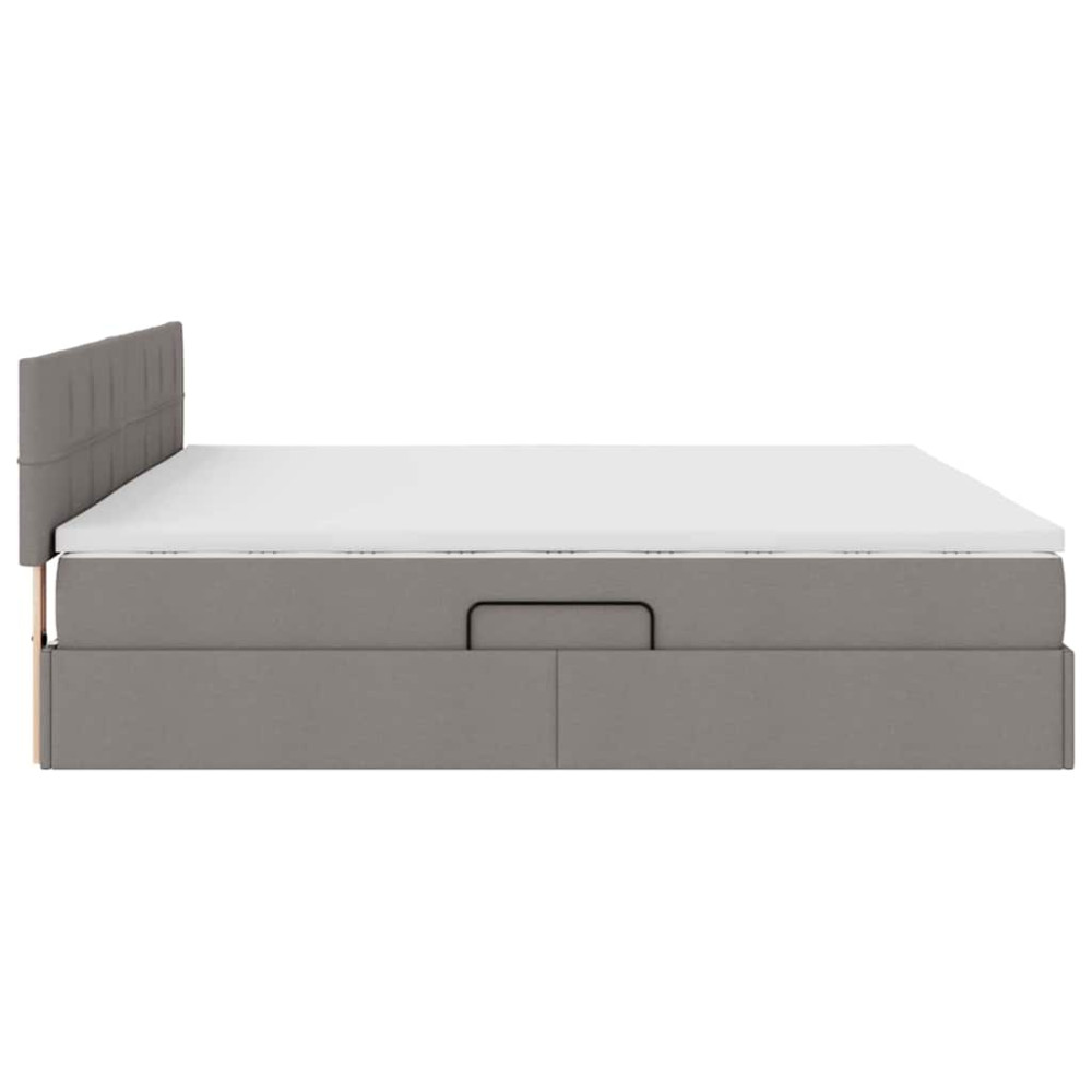 Produktbild för LED förvaringssäng med madrass Taupe 200 x 200 cm Tyg