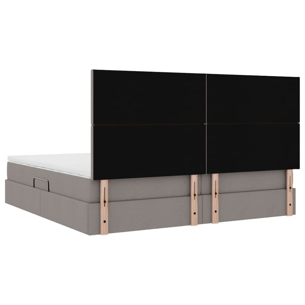 Produktbild för LED förvaringssäng med madrass Taupe 200 x 200 cm Tyg