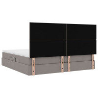 Produktbild för LED förvaringssäng med madrass Taupe 200 x 200 cm Tyg