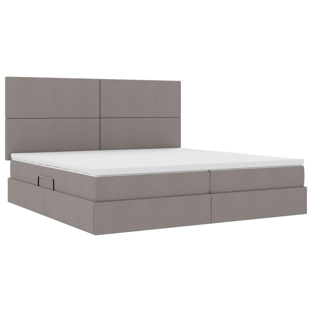 Produktbild för LED förvaringssäng med madrass Taupe 200 x 200 cm Tyg