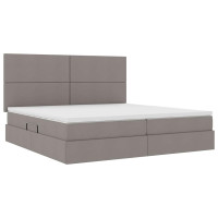 Produktbild för LED förvaringssäng med madrass Taupe 200 x 200 cm Tyg