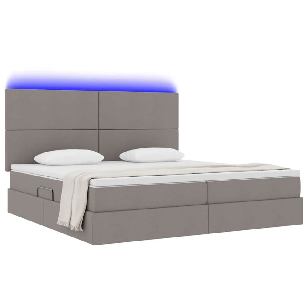 Produktbild för LED förvaringssäng med madrass Taupe 200 x 200 cm Tyg