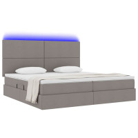 Produktbild för LED förvaringssäng med madrass Taupe 200 x 200 cm Tyg