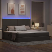 Produktbild för LED förvaringssäng med madrass Taupe 200 x 200 cm Tyg